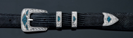 EC4BT 1&quot; feather 4pc engrave Old Arrow Turquoise