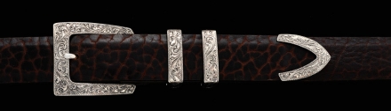 EF66 1¼ 4 piece Santa Fe fine engraved buckle on Chocolate Bison