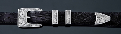 EC44 4 piece New York feather engraved buckle