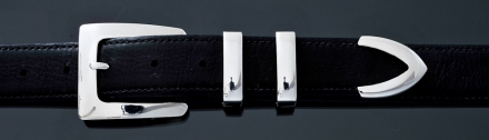 B66 1¼ 4 piece Santa Fe smooth buckle on Black Spanish Calf