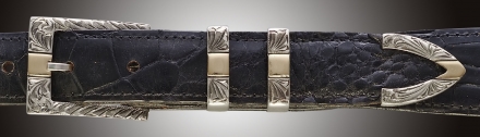 Floral Engraved !&quot; 4 pc buckle with 14 K bands