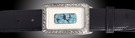 EC101T, El Dorado, Turquoise, engraved, 1½ on Black Spanish Calf