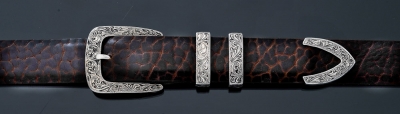 EF64 1¼ 4 piece Caliente Fine Engraved buckle on Chocolate American Bison