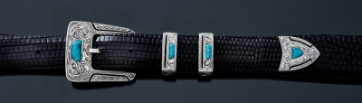 EF50T 1&quot; 4 piece buckle, Gila Fine engraved with Turquoise