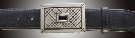 TKO, 1½&quot; rectangle buckle with Onyx on Black Bullhide