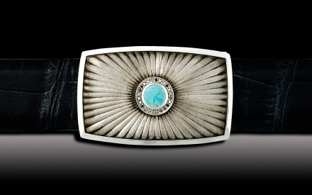 Eclipse 1 1/2&quot; Turquoise and white diamonds